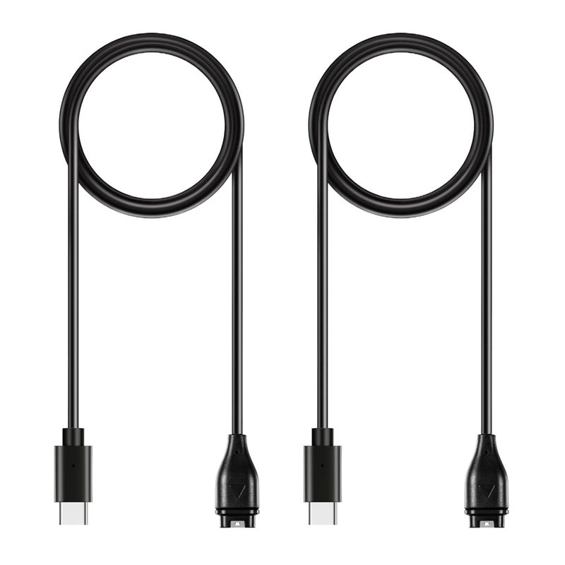 AWINNER Compatible with Garmin Watch Charger, USB-C Cable, 3ft, 2-Pack, Black - Image 1